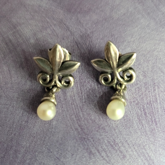 James Avery Sterling Silver Pearl Drop Earrings - Picture 1 of 6